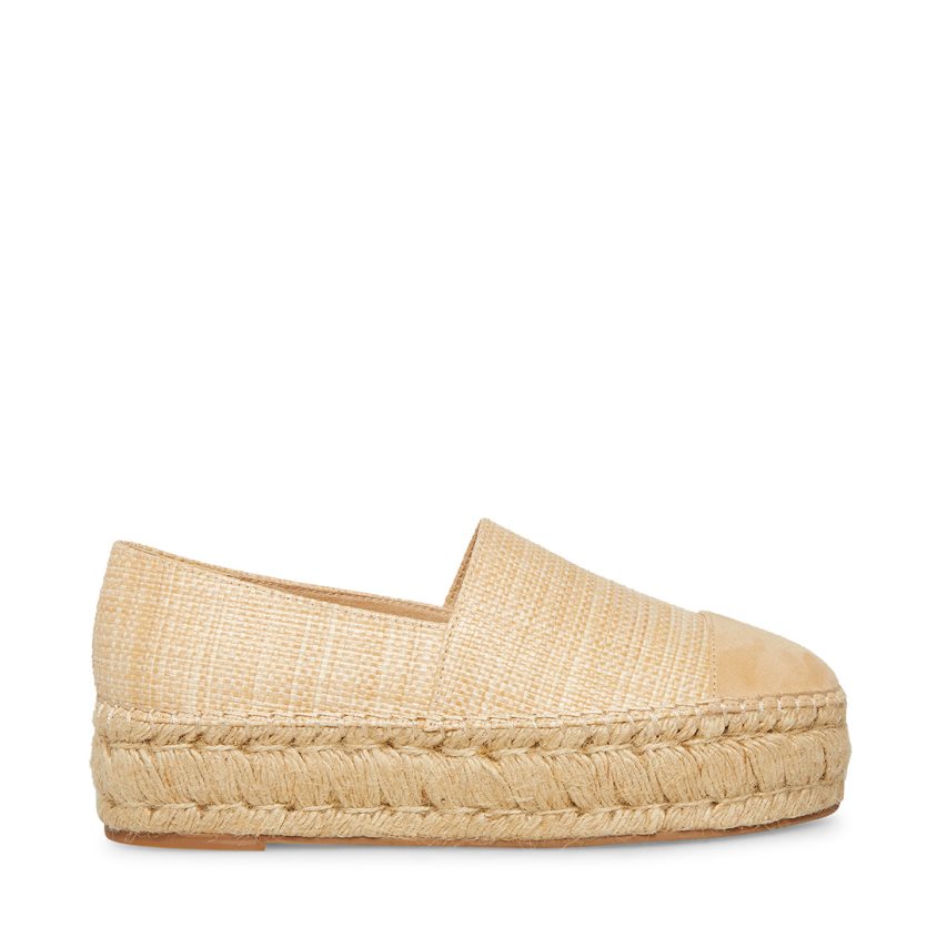 Zapatos Plataforma Steve Madden Kitt Natural Raffia Mujer Beige | ES WZ4S93